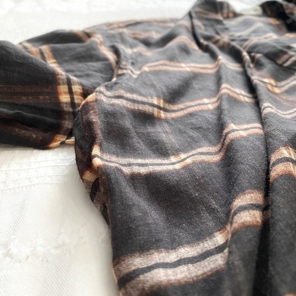 ISABEL MARANT ETOILE MUTED BLACK RED WHITE PLAID FAUX WRAP LONG SLEEVE DRESS - Picture 6 of 8